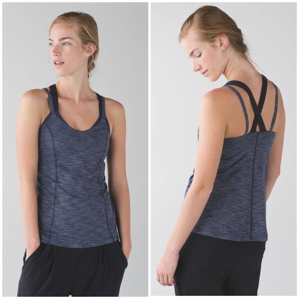Lululemon Run For Gold Tank Heathered Deep Navy/Deep Navy (Size 6)